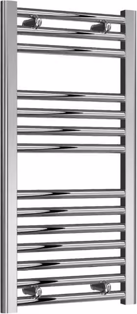 Bathroom Kingdom Diva Electric Chrome Straight Heated Towel Rail, Silver, W: 400 mm, H: 800 mm