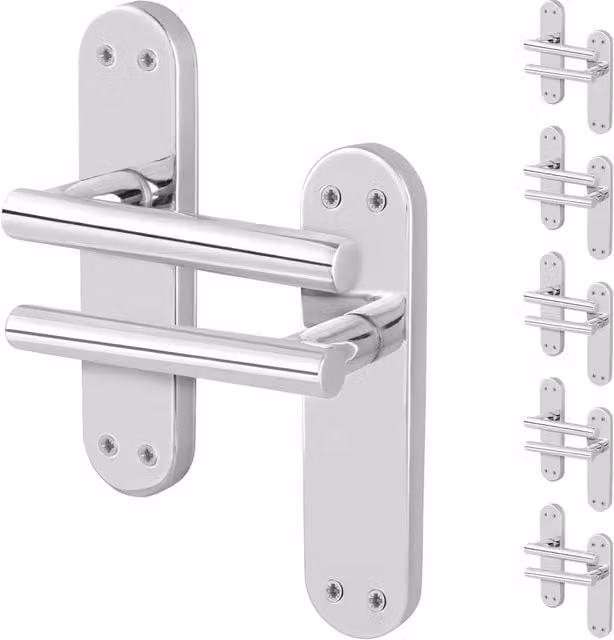 AFIT Chrome T-Bar Door Handles with Long Backplate, Silver, 6 Pair – 1
