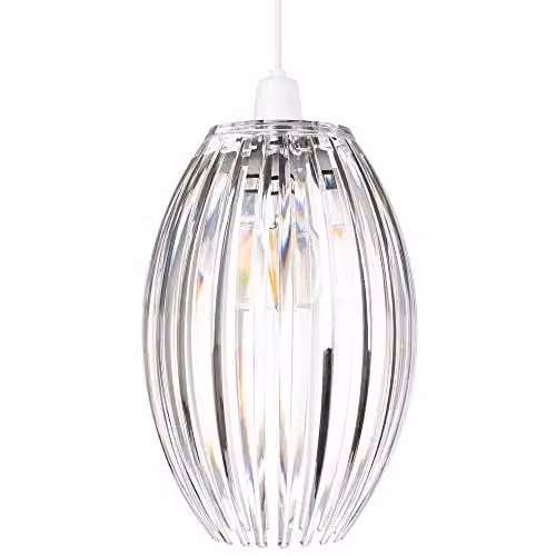 Happy Homewares Modern Round Pendant Shade in Chrome and Transparent with 18 cm Diameter