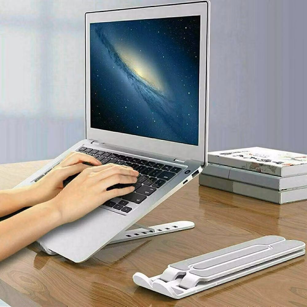 NESTLUNE White and Silver Folding Laptop Table and Bed Computer Desk – 2