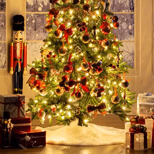 The Christmas Workshop Faux Fur Tree Skirt in White, 100cm Diameter – 4