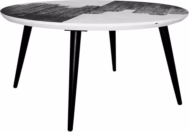 Signature Abstract Round Coffee Table in Black and White, H 38 cm, W 80 cm, D 80 cm