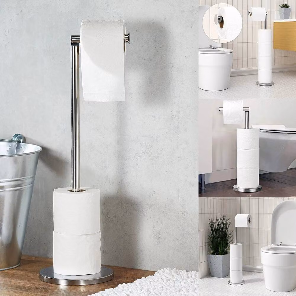FLAVORA Free Standing Toilet Paper Holder with Spare Roll Holder in Silver, W: 180 cm, H: 180 cm – 2