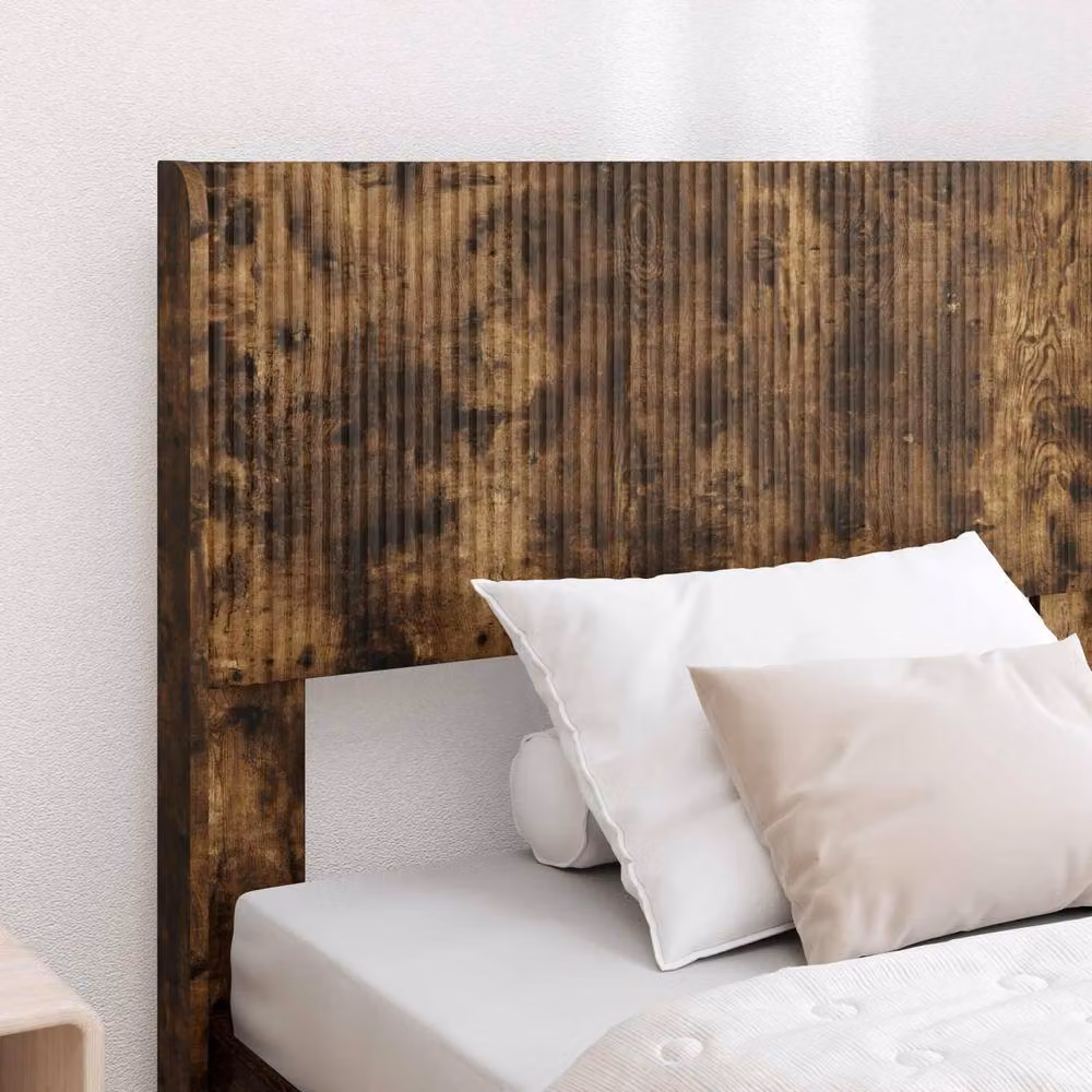 Berkfield Home Modern Bed Frame with Headboard and Side Compartment Storage, Smoked Oak, Brown, W: 90 cm, L: 200 cm – 3
