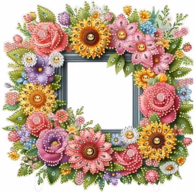 Syntego Floral Photo Frame Diamond Painting Kit in Multicolour