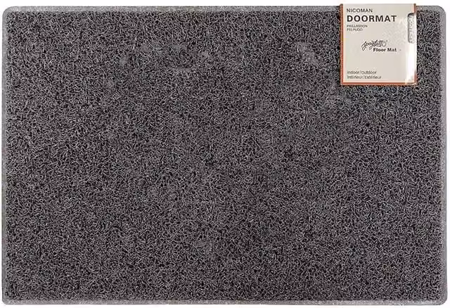 Oseasons Plain Rectangular Brushing Doormat - Grey