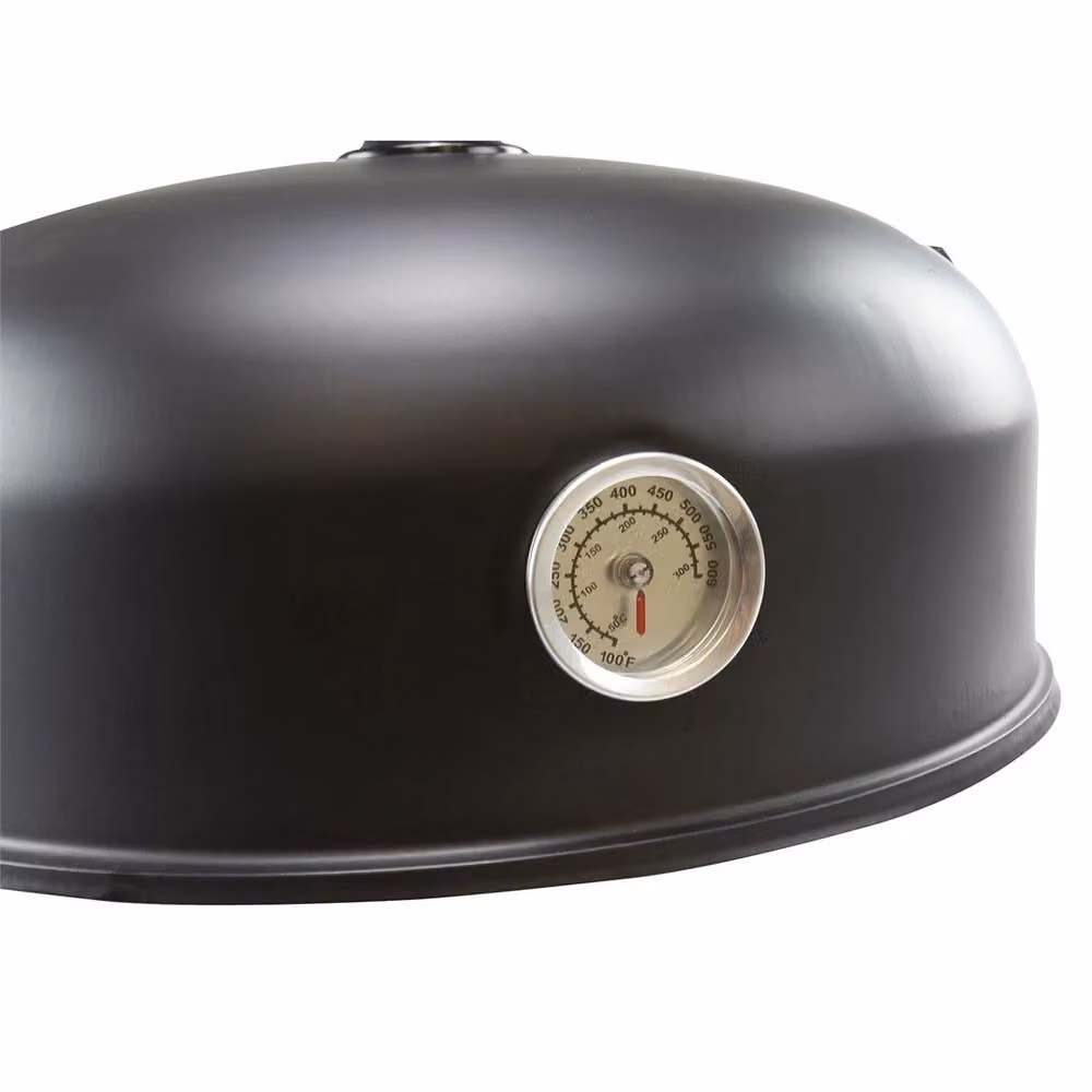 Kelvenix 3 in 1 Charcoal BBQ Grill and Smoker with Thermometer in Black Steel – 4