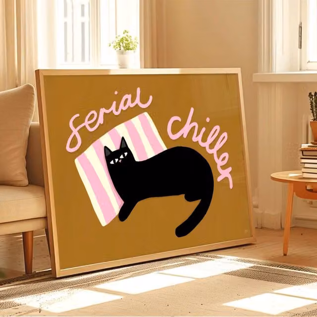 The Paper Tail Serial Chiller Funny Cat Art Print, Multicolour, W: 14.8 cm, H: 21.0 cm – 1