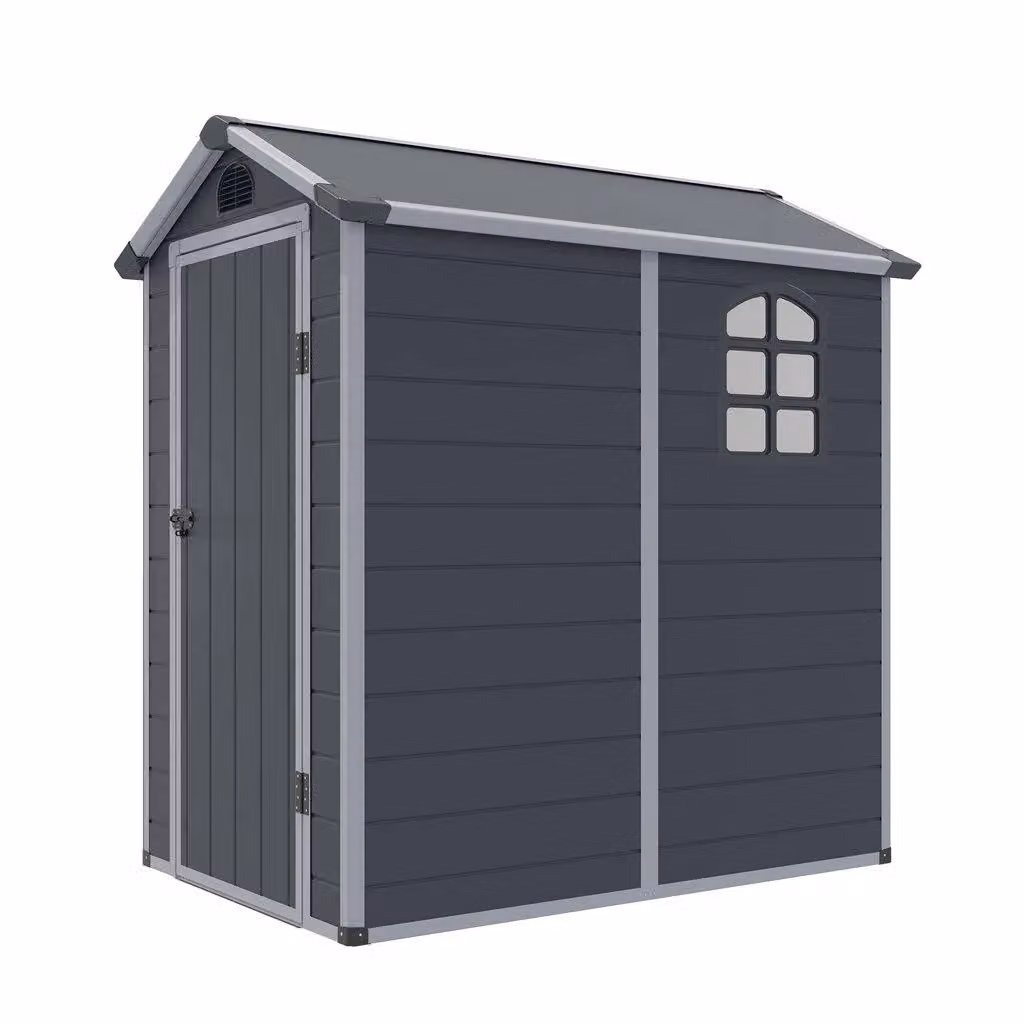 Cheshire Single Door Apex Plastic Shed in Dark Grey with Window and Roof Vent – 2