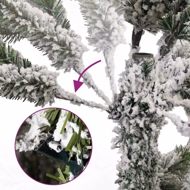 Berkfield Home Beautiful Artificial Hinged Christmas Tree with Flocked Snow in White, Height: 240 cm – 1