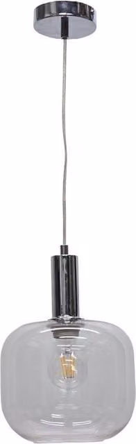 First Choice Lighting Bletch Art Deco Pendant Fitting with Transparent Glass and Chrome Finish – 1
