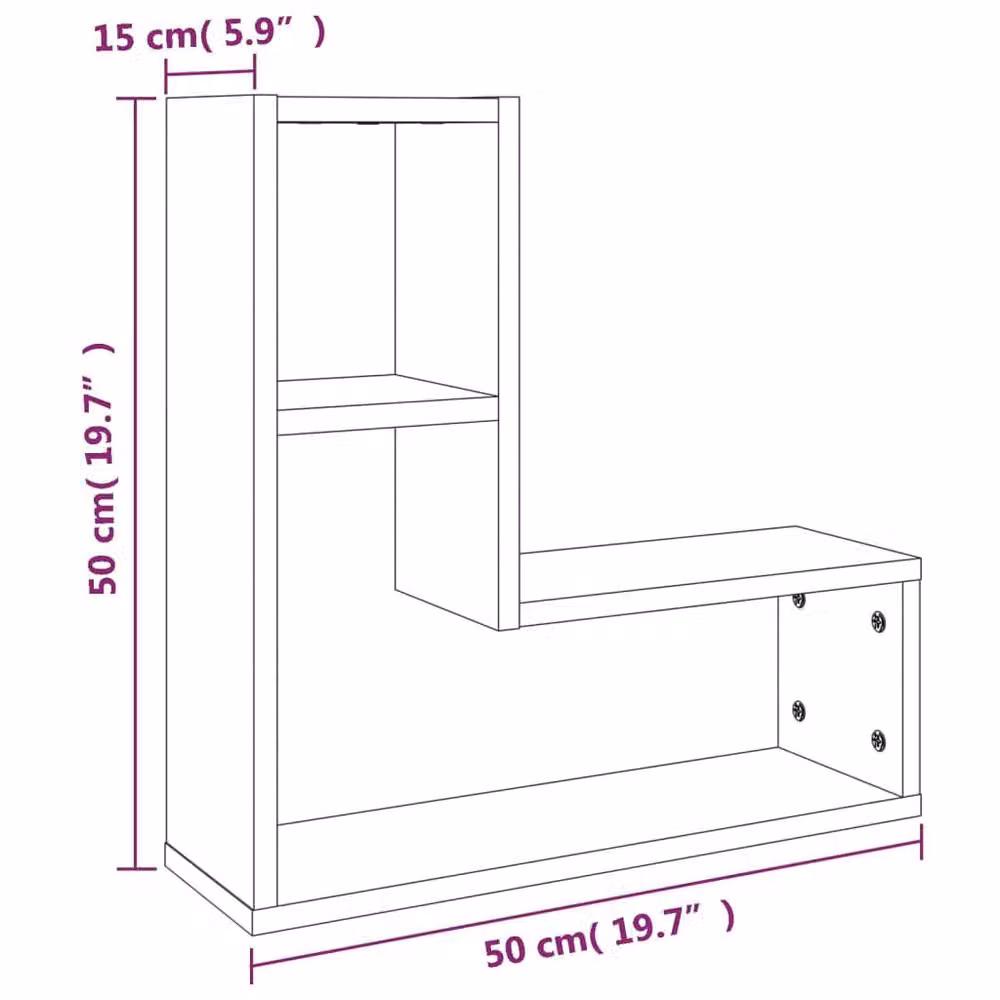 Berkfield Home Decorative Wall Shelves, 2 Piece Set in Smoked Oak Brown, W/D/H: 50 x 15 x 50 cm – 5