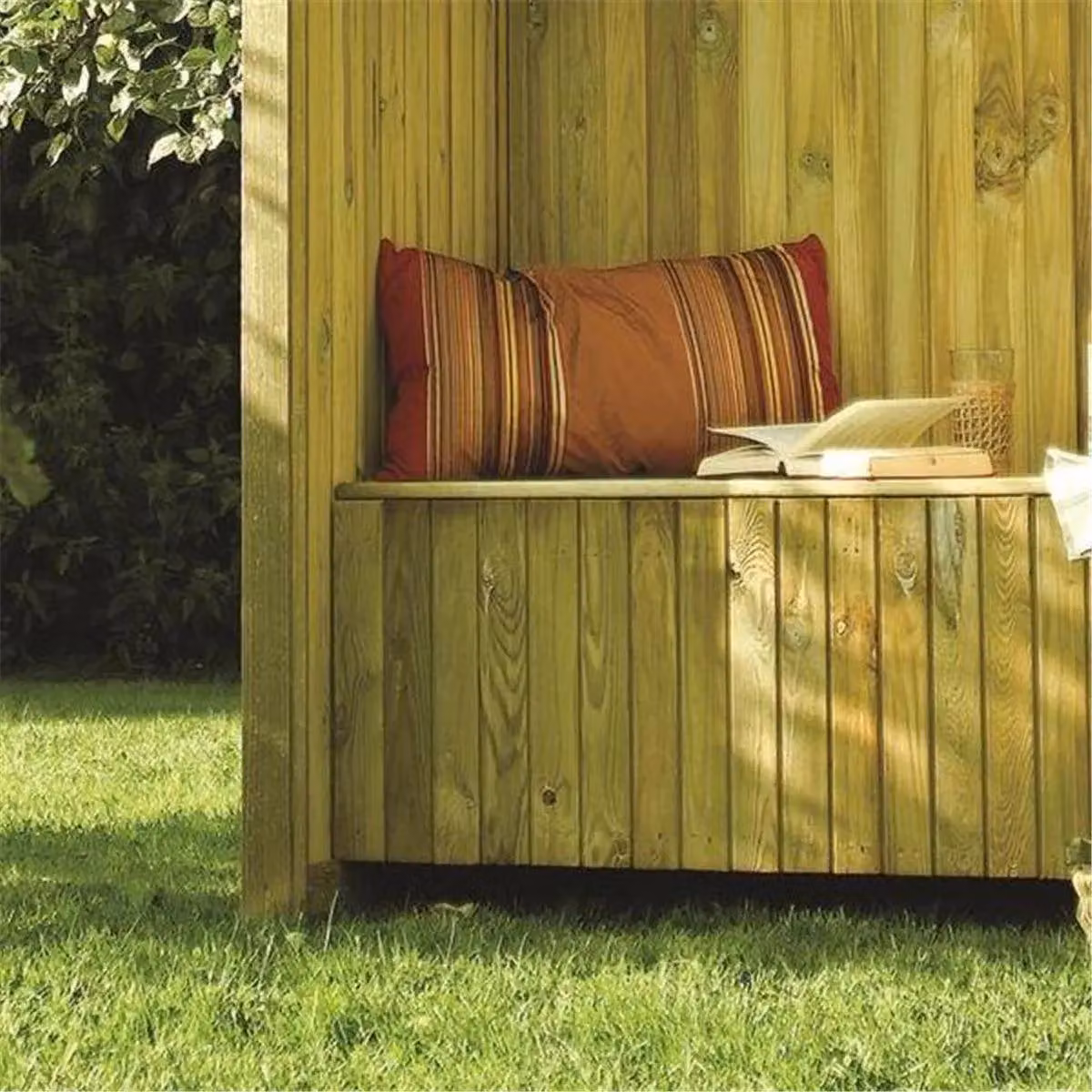 Cheshire Pressure Treated Garden Arbour with Underseat Storage in Light Oak – 2