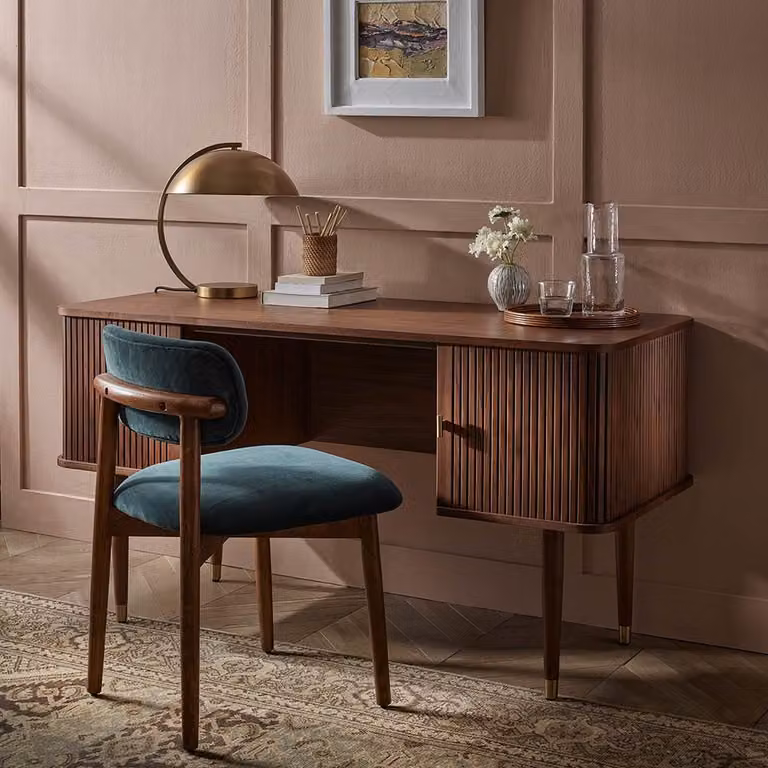 Atkin and Thyme Byron Mid-Century Writing Desk in Brown Wood