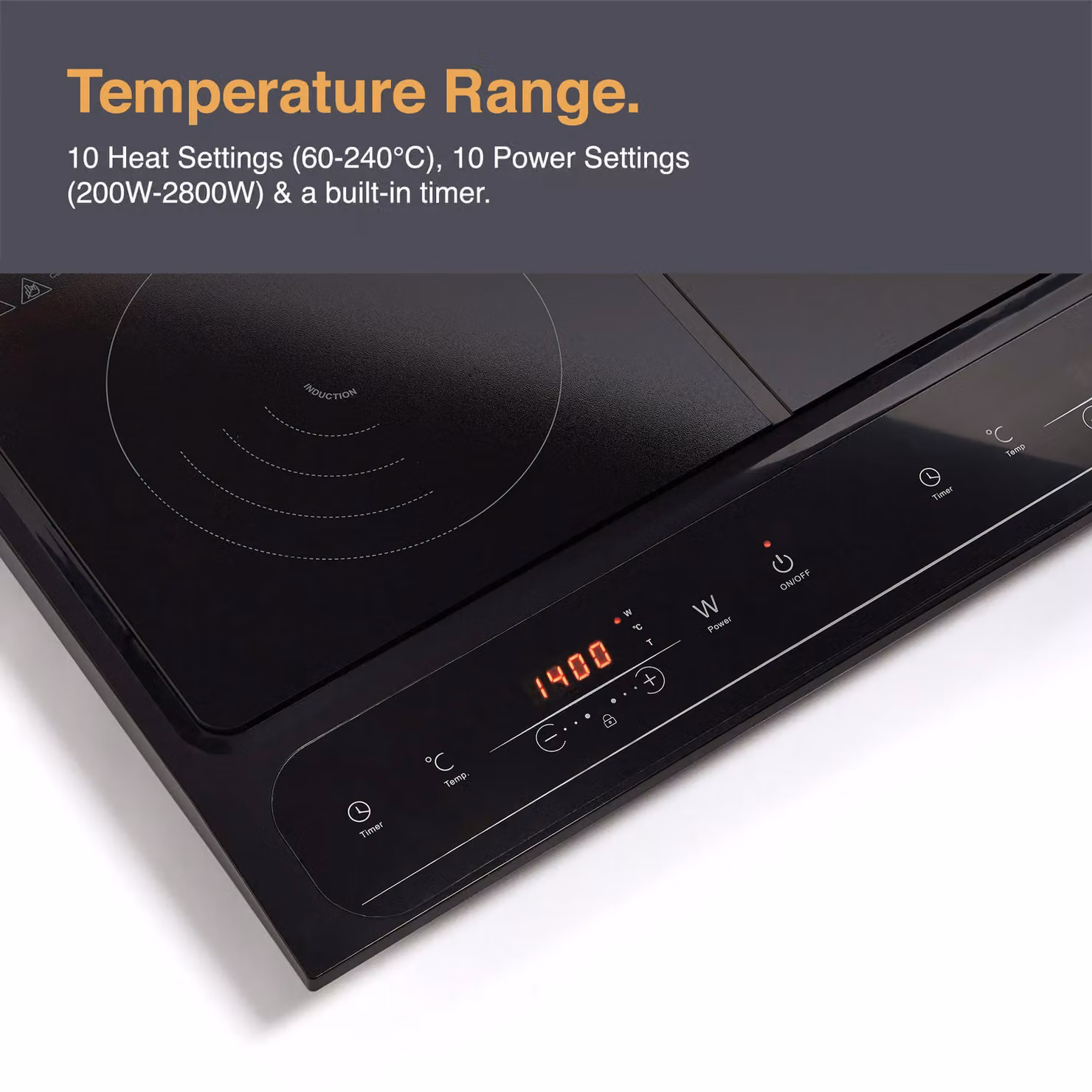 VonShef Portable Double Induction Hob with Digital Display and Timer in Black – 4
