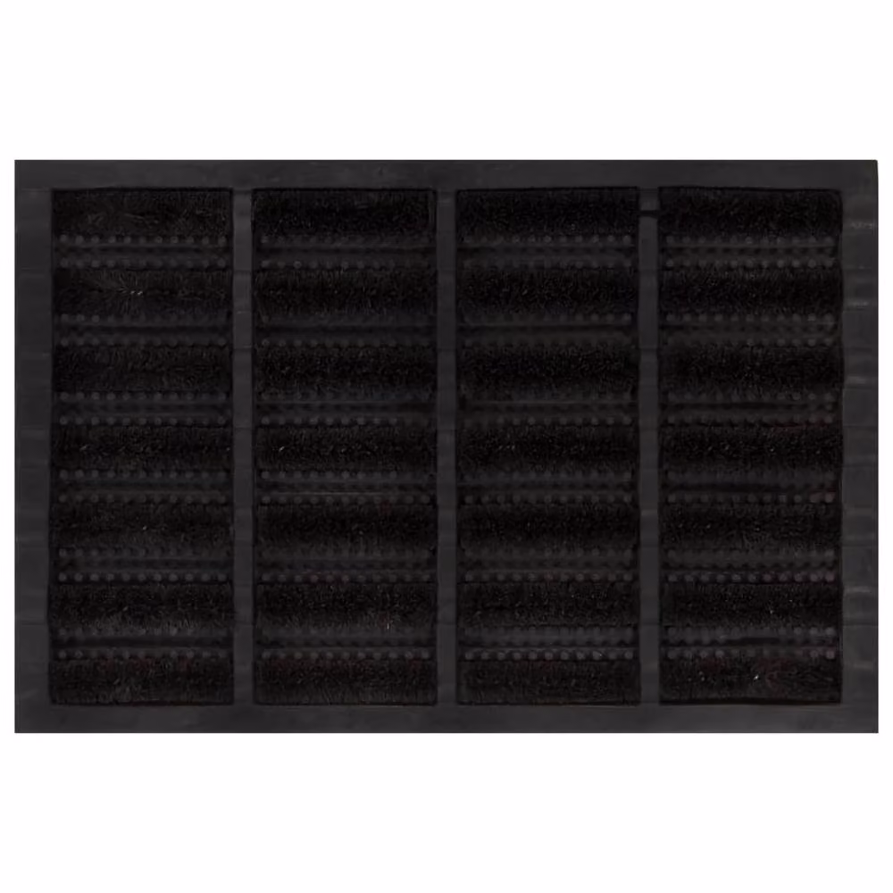 Berkfield Home Rectangular Door Mat, Black, W/D: 60 x 40 cm, Rubber and Coir – 2
