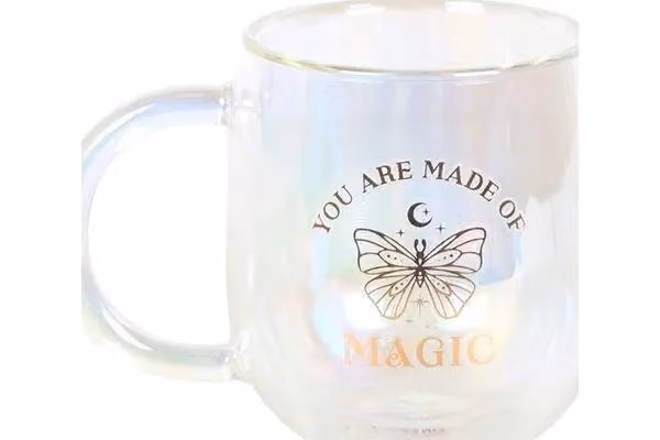 KDMD You Are Made of Magic Iridescent Double Walled Glass Mug, Transparent and Gold, 300 ml – 2