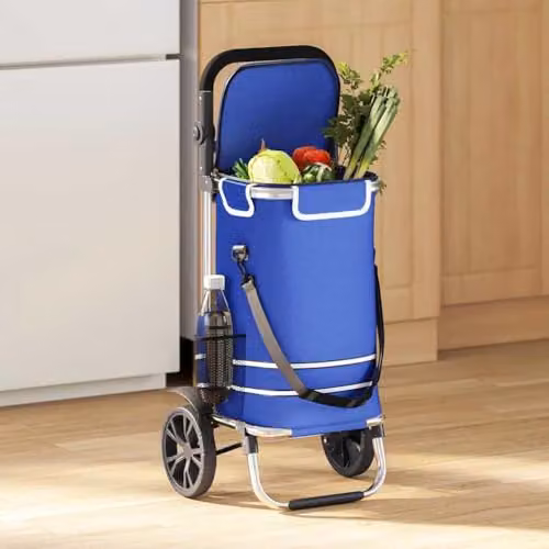 vidaXL Shopping Trolley in Blue, W/D/H: 36.5 x 46.5 x 100.5 cm – 2