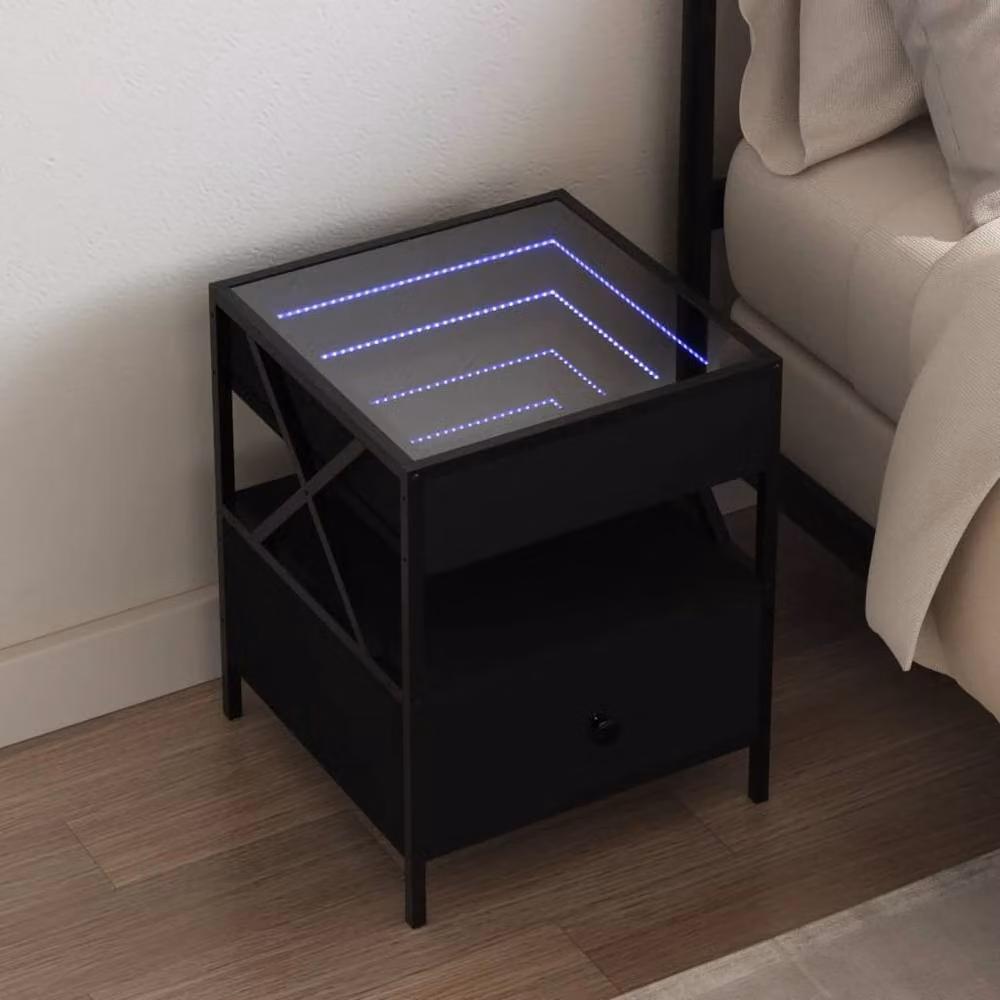Berkfield Home Infinity LED Decorative Bedside Table in Black, W/D/H: 40 x 40 x 51 cm – 2