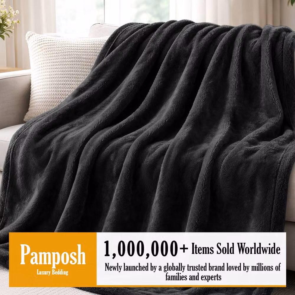 Pamposh Reversible Flannel Fleece Blanket in Black – 3