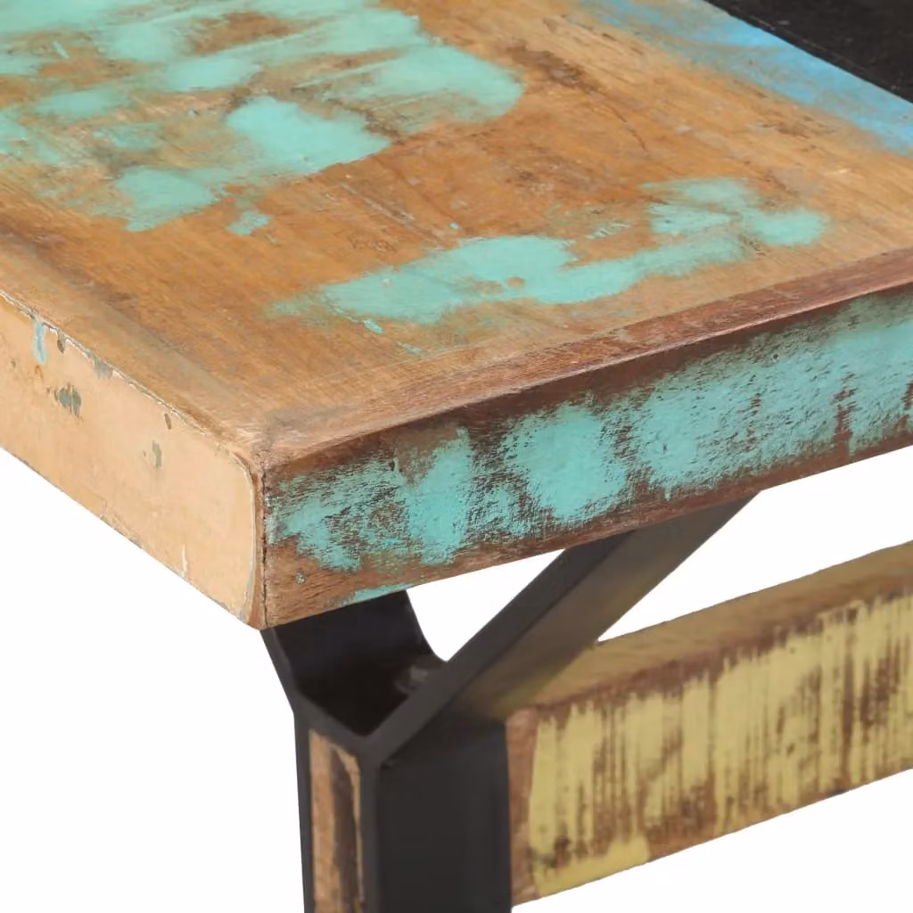 Berkfield Home Rectangular Industrial Dining Table in Multicolour Reclaimed Teak and Mango Wood, W/D/H: 160 x 80 x 76 cm – 2