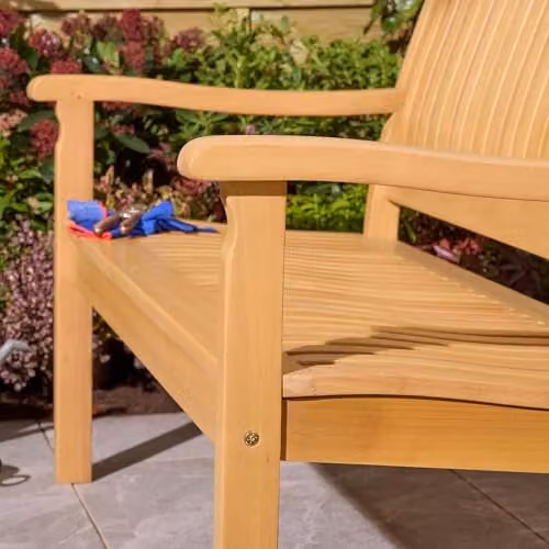 Rowlinsons Farnham 2 Seat Garden Bench in Brown Wood, W124 x D72 x H87 cm – 2