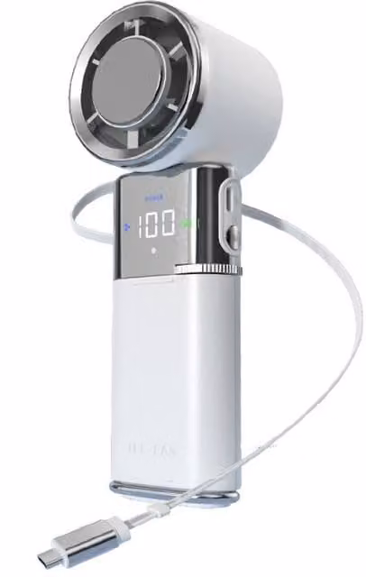Quipulse Rechargeable High-Speed Mini Handheld Cooling Fan, White