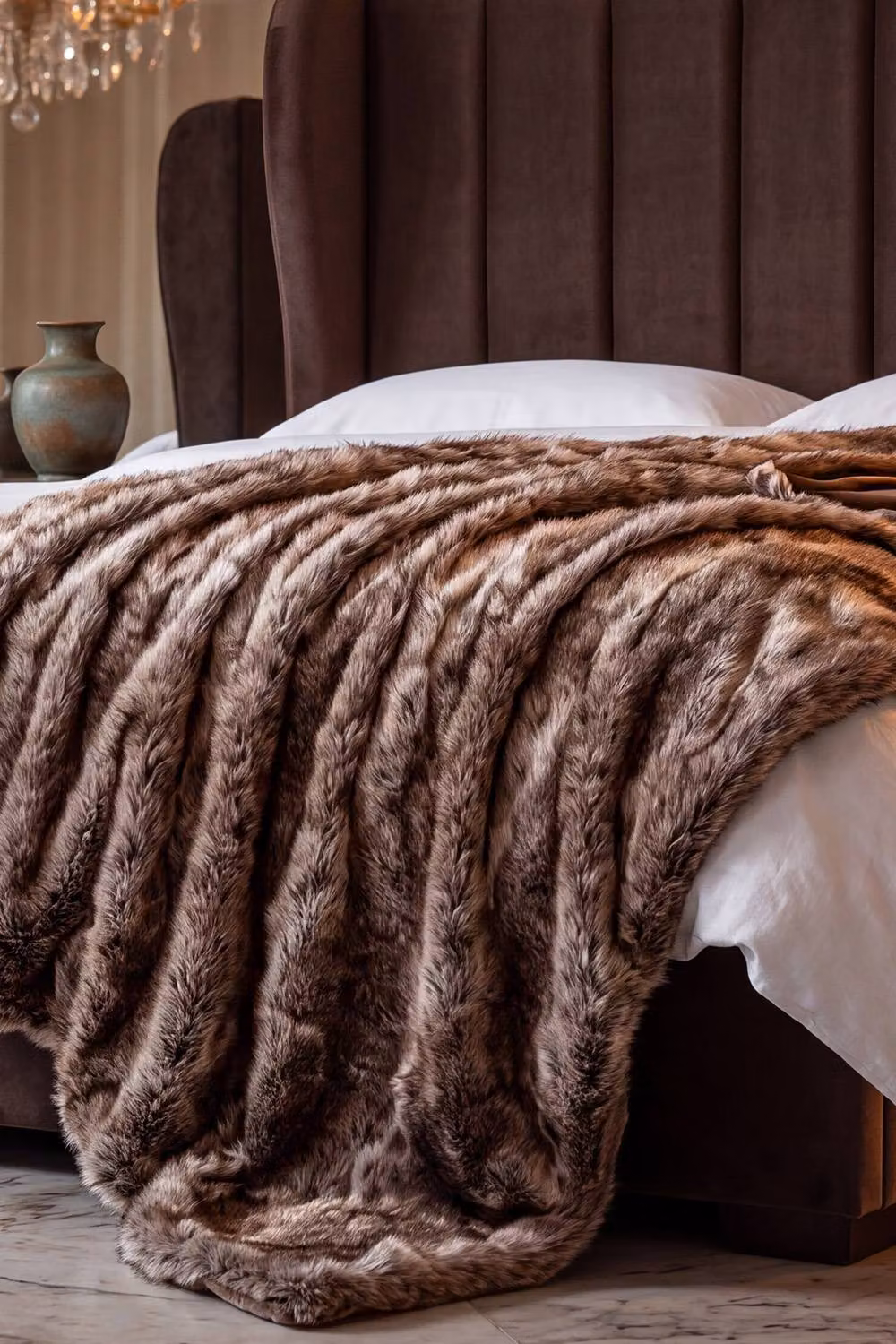 The Lyndon Company Honeyveld Soft Luxe Faux Fur Throw, Brown Multicolour, W: 150 cm, D: 200 cm – 2