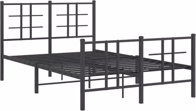Berkfield Home Metal Bed Frame with Footboard in Black, W/D/H: 120 x 190 cm