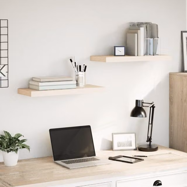 Berkfield Home Floating Shelves, 2 Piece Brown Engineered Wood Set, W: 60 cm, D: 23.5 cm, H: 4 cm