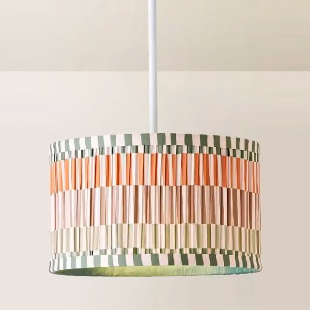 SPETLEK Large Multicolour Fabric Cylinder Ceiling Lamp Shade