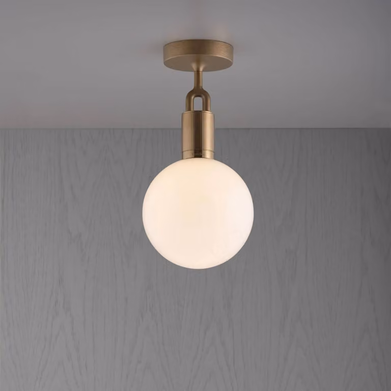Buster + Punch Forked Ceiling Light with Opal Glass Globe in Black or Gold/Brass