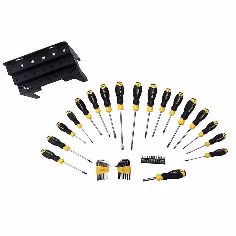 Stanley 44 Piece Manual Screwdriver Set in Yellow and Multicolour Benchtop Rack – 2
