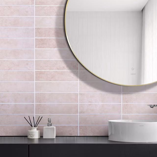 Kidkid Modern Pink Adhesive Rectangular Plastic Tile Stickers