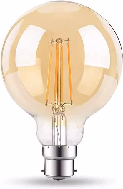 Livingandhome 6W LED Filament Globe Bulb, B22, White