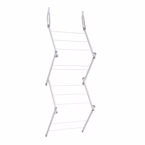 JVL White Over Door Concertina Drying Airer with Hooks
