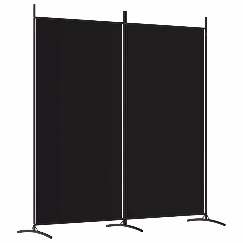 Berkfield Home 2-Panel Modern Room Divider in Black Fabric, H 175 cm x W 180 cm – 2