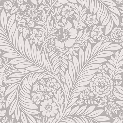 Belgravia Florence Leaf Botanical Floral Wallpaper in Grey – 1