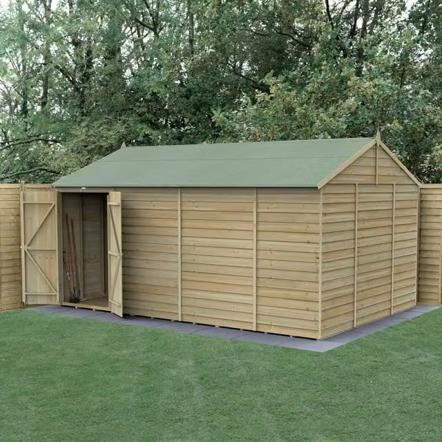 Forest Gardens 4LIFE Reverse Apex Rustic Wood Lean-to Shed in Brown with Double Doors and Gable Roof