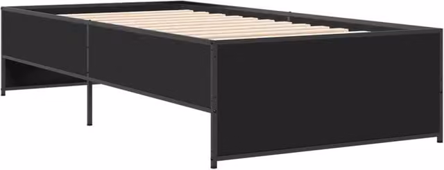 Berkfield Home Durable Small Single Bed Frame in Black, W/D/H: 75 x 190 x 40.5 cm