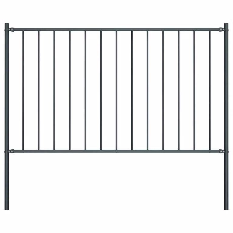 Berkfield Home Durable Powder-coated Steel Fence Panel with Posts, Anthracite Dark Grey, H: 170 cm, W: 100 cm