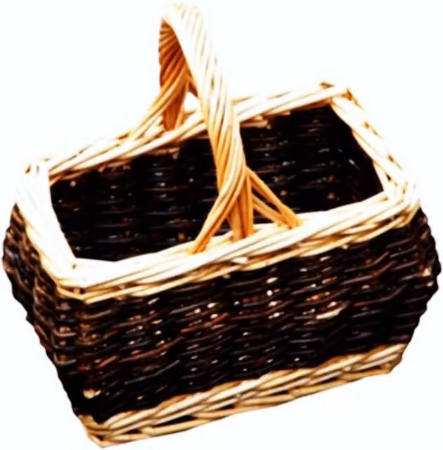 Red Hamper Childrens Rectangular Rustic Open Weave Shopping Basket in Brown and Red with Handles, W/D/H: 12.0 x 10.0 x 12.0 cm – 1
