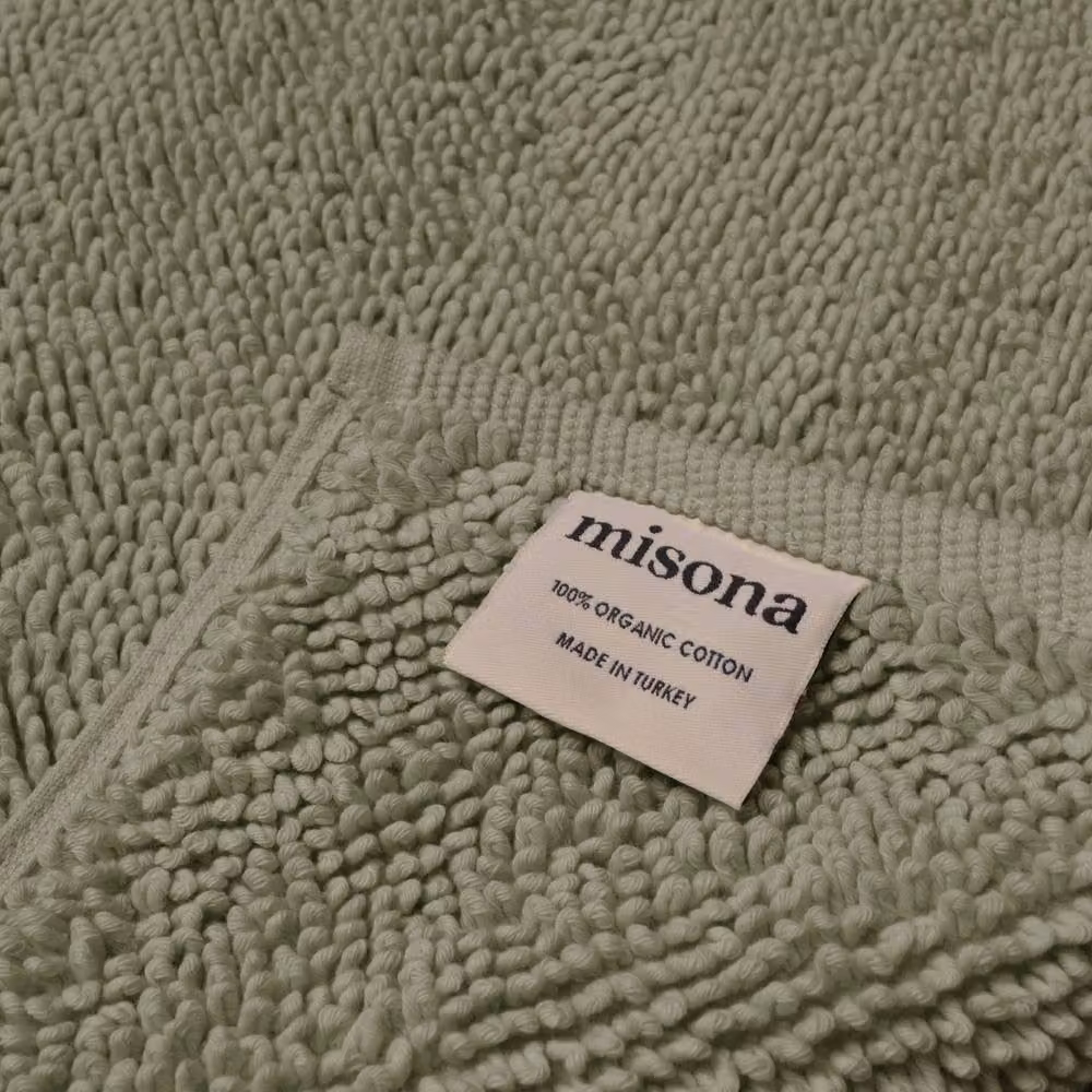 Misona Organic Cotton Luxury Reversible Loop Pile Bath Mat, Green, W: 80 cm, D: 50 cm – 1