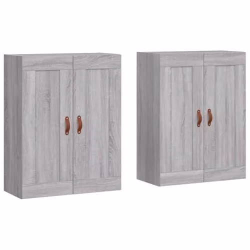 vidaXL Set of 2 Wall Mounted Cabinets in Grey Sonoma Matt MDF with Hinged Doors