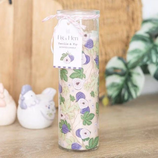 Uniqueful Fig Tree Print Vanilla & Fig Tube Candle, Multicolour Floral Scented Tabletop Candle