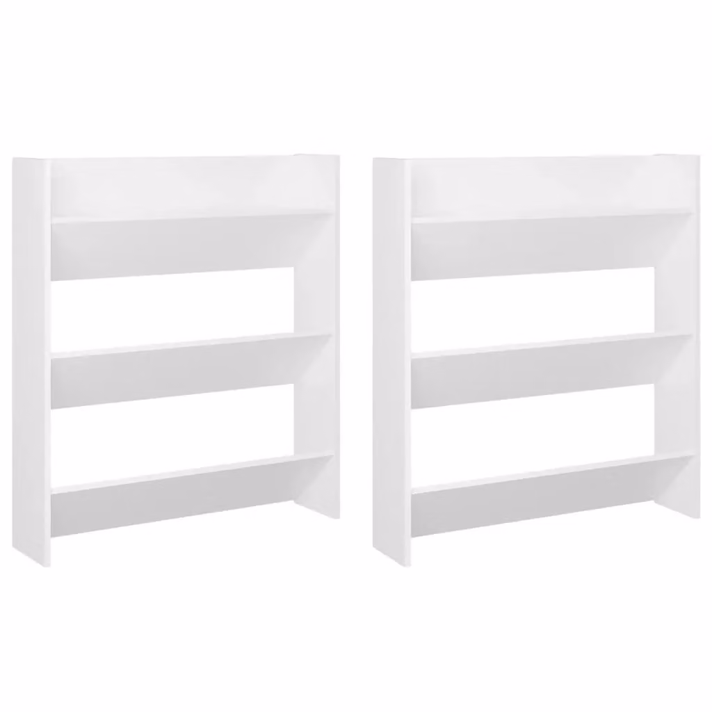 Berkfield Home Set of 2 White Wall Mounted Shoe Cabinets with Tilting Compartments, W/D/H: 80 x 18 x 90 cm – 2