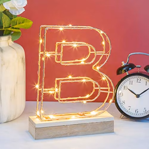 Echo Three Rose Gold LED Alphabet Wire Frame Letter B Light – 3