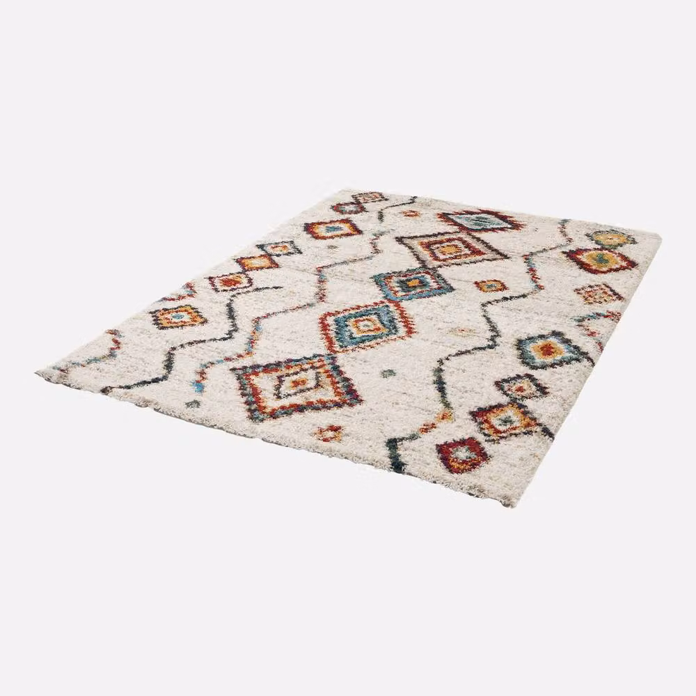 sweeek Interior Shaggy Rug in Cream and Multicolour, W/D/H: 80 x 150 cm – 3