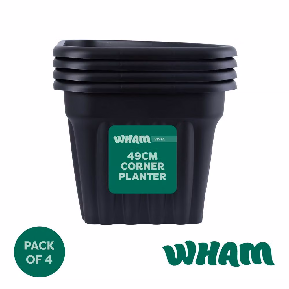 Wham Vista Corner Plastic Planter, Black, W/D/H: 49 x 49 x 4 cm – 2