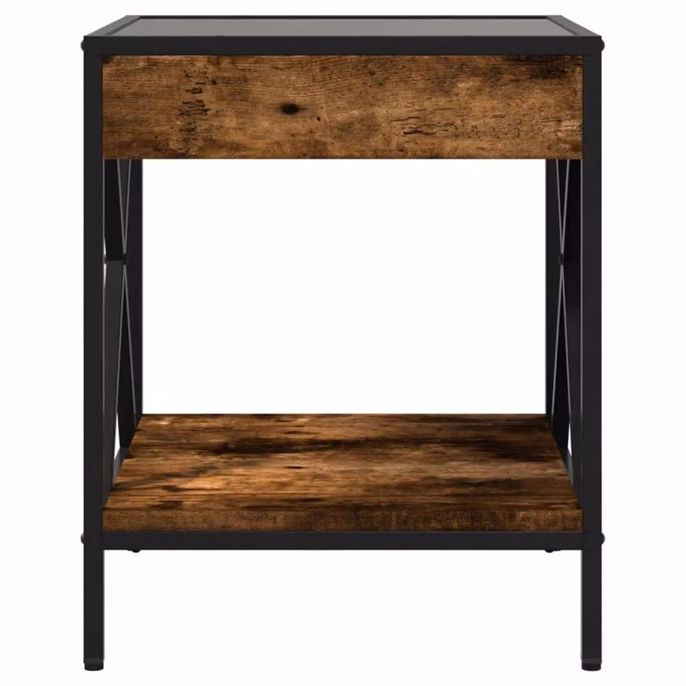 Berkfield Home Infinity LED Coffee Table in Smoked Oak and Brown, W/D/H: 40 x 40 x 49 cm – 5